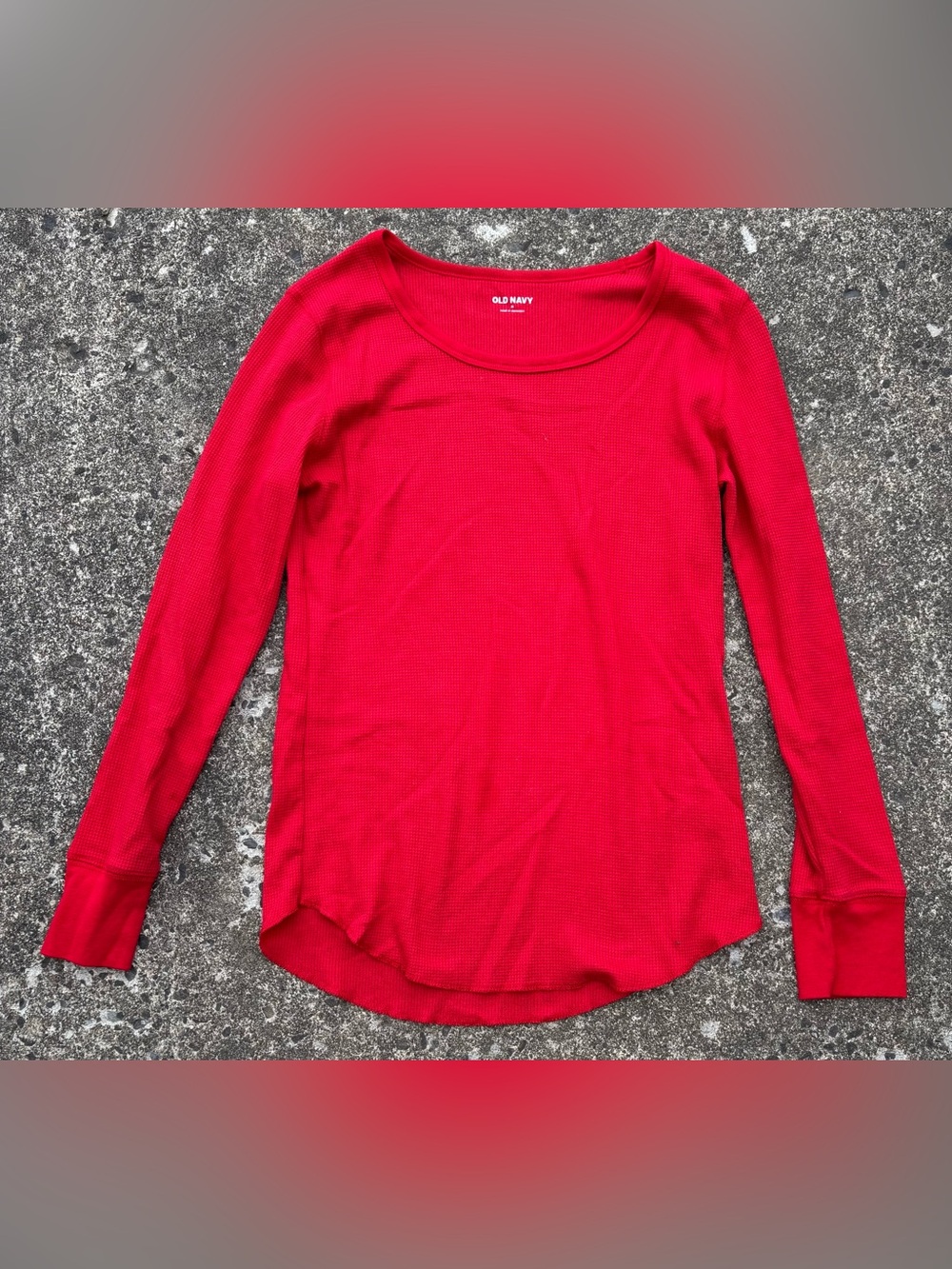 Old Navy Red Waffle-Knit Long Sleeve Top